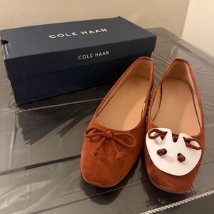 Cole Haan Women's Tan Suede Flats with Bow Detail